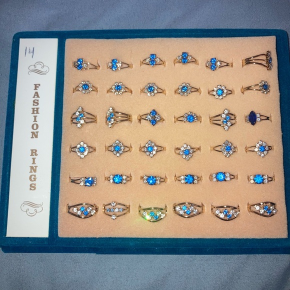 Jewelry - Vintage Adjustable Blue Birthstone and Gold Tone Fashion Ring (pick1)